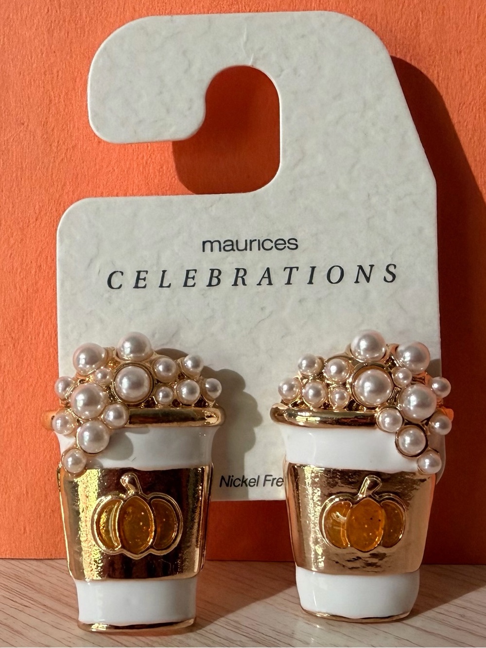 NEW Pumpkin Spice Latte Earrings - Picture 1 of 4